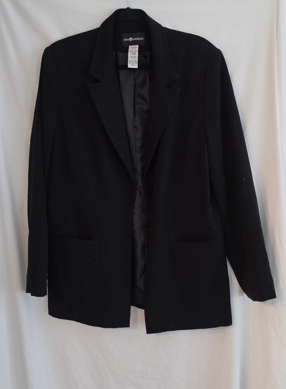 Sag Harbor Women’s Classic Black Blazer Size 12T Tall Boss Business Casual